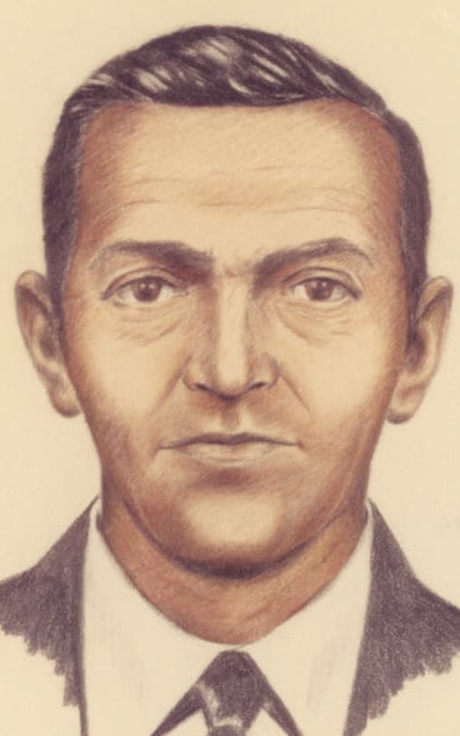 FBI composite sketch of D.B. Cooper, drawn from witness descriptions after the 1971 hijacking
