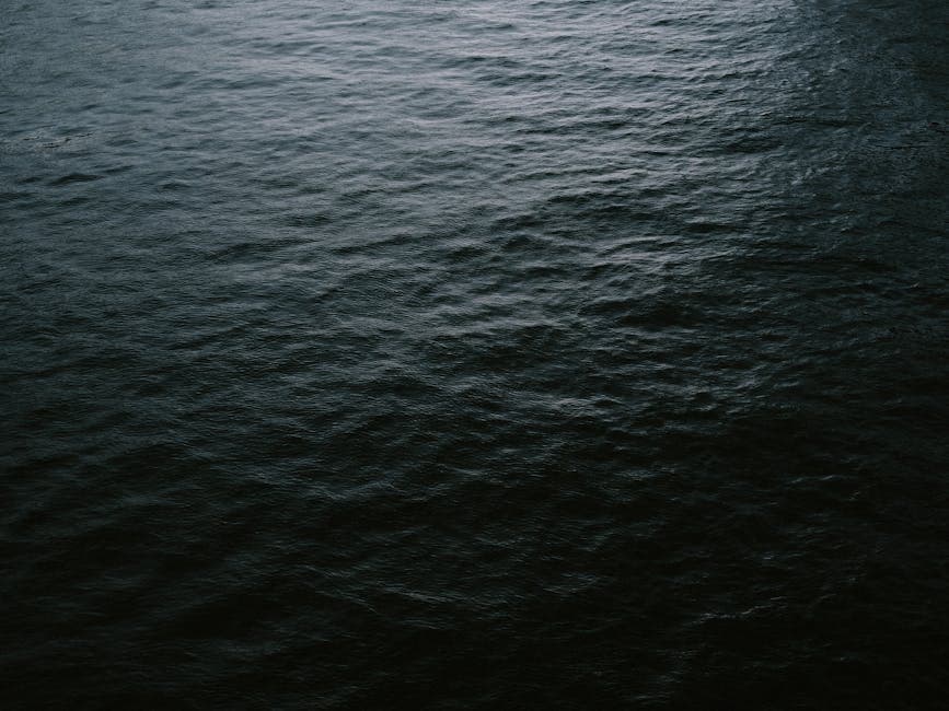 Dark, textured view of a water surface with gentle ripples creating a moody atmosphere