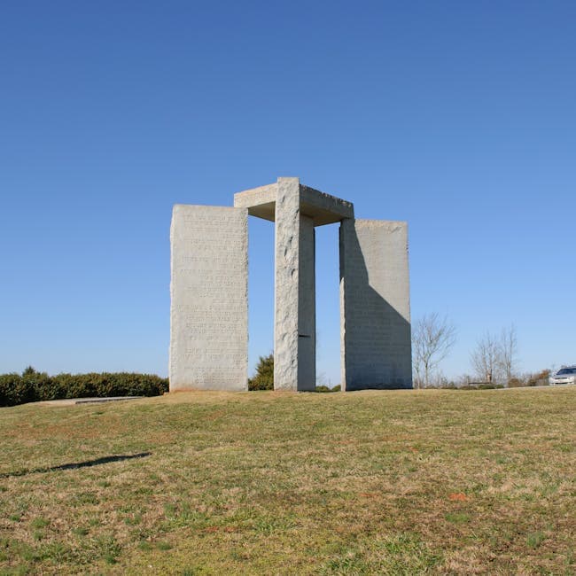 The Georgia Guidestones, a mysterious granite monument in Elbert County, Georgia