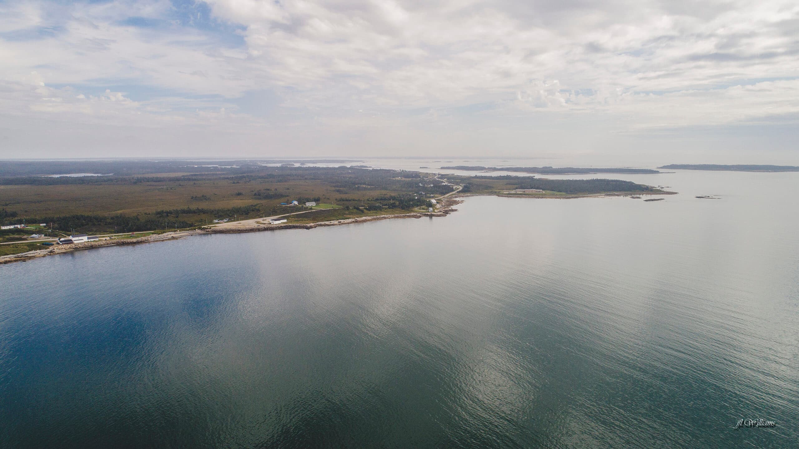 The calm coastal waters of Shag Harbour, Nova Scotia, where witnesses watched an object descend into the sea in 1967